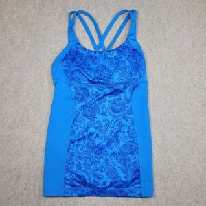 Lululemon Energy Yoga Tank Top Shirt‎ Cornflower Blue Paisley Criss Cross Size S